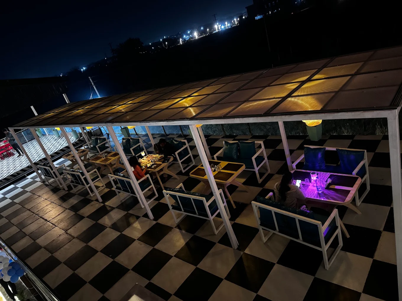 Outdoor rooftop space under the open sky